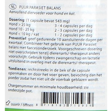 Puur Natuur Parasitus / Parasiet Balans Hond/Kat 60caps 7 Puur Natuur Parasitus / Parasiet Balans Hond/Kat 60caps - Afbeelding 5