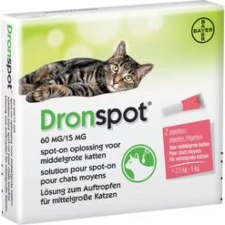 Bayer Dronspot Middelgrote Kat 60 Mg/15 Mg >2,5-5 Kg 2Pip