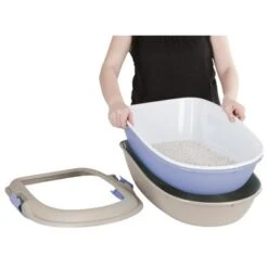 Kerbl Kattenbak Furba Met Reinigingszeef Beige/Blauw -Huisdierbenodigdheden kerbl 815843mood02.f5dfcc