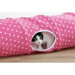 Kerbl Katten Tunnel Puntino Roze/Wit 100cm -Huisdierbenodigdheden kerbl 815953mood01.02191b