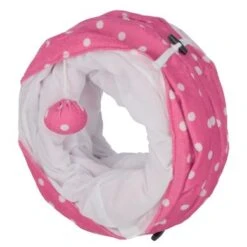 Kerbl Katten Tunnel Puntino Roze/Wit 100cm -Huisdierbenodigdheden kerbl 815954add01.418a1e