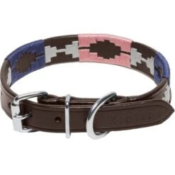 Kieffer Hondenhalsband Buenos Aires Bruin/Blauw/Roze -Huisdierbenodigdheden kieffer 538 d buenos aires hundehalsband dogcollar brown chrome 3.1af60a