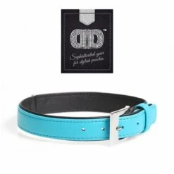Duvo+ Popular Leder Halsband Blauw/zwart 38-46cm/24mm