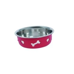 Weatherbeeta Dog Bowl Non-Slip Stainless Steel Silicone Bone Raspberry -Huisdierbenodigdheden wb 1001578010.6b4a09