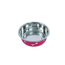 Weatherbeeta Dog Bowl Non-Slip Stainless Steel Silicone Bone Raspberry -Huisdierbenodigdheden wb 1001578010 inside.68da86
