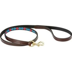 Weatherbeeta Hondenriem Polo Leer Beaufort Brown/Emerald/Roze/Blauw M