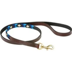 Weatherbeeta Hondenriem Polo Leer Cowdray Brown/Blauw/Blauw M