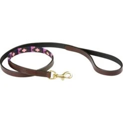 Weatherbeeta Hondenriem Polo Leer Cowdray Brown/Paars/Paars M